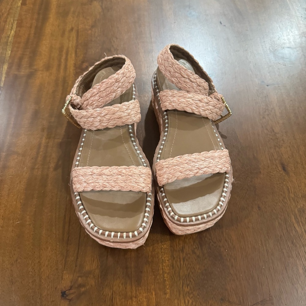 ULLA JOHNSON Gemma Flatform Espadrille Raffia  Sandals Terracotta Size 37 - Picture 4 of 9